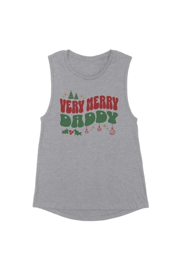 Very Merry Daddy Women's Muscle Tank X-Large Heather Grey