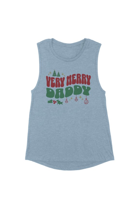 Very Merry Daddy Women's Muscle Tank X-Large Stonewash Denim
