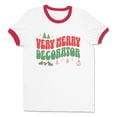 thumbnail image 1 of Very Merry Decorator Ringer Tee Shirt Unisex 2X-Large White/Red, 1 of 5