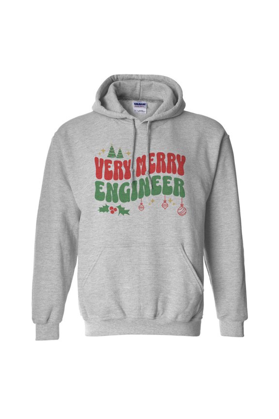 Very Merry Engineer Hoodie Sweatshirt Unisex 2X-Large Grey
