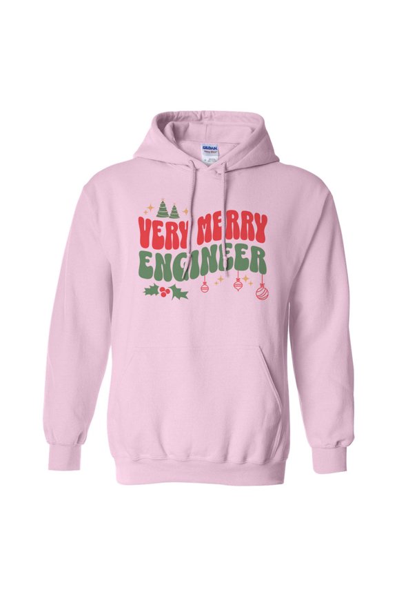 Very Merry Engineer Hoodie Sweatshirt Unisex Medium Pink