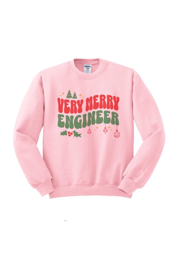 Very Merry Engineer Sweatshirt Unisex Medium Pink