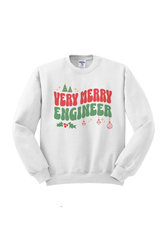 Very Merry Engineer Sweatshirt Unisex Medium White