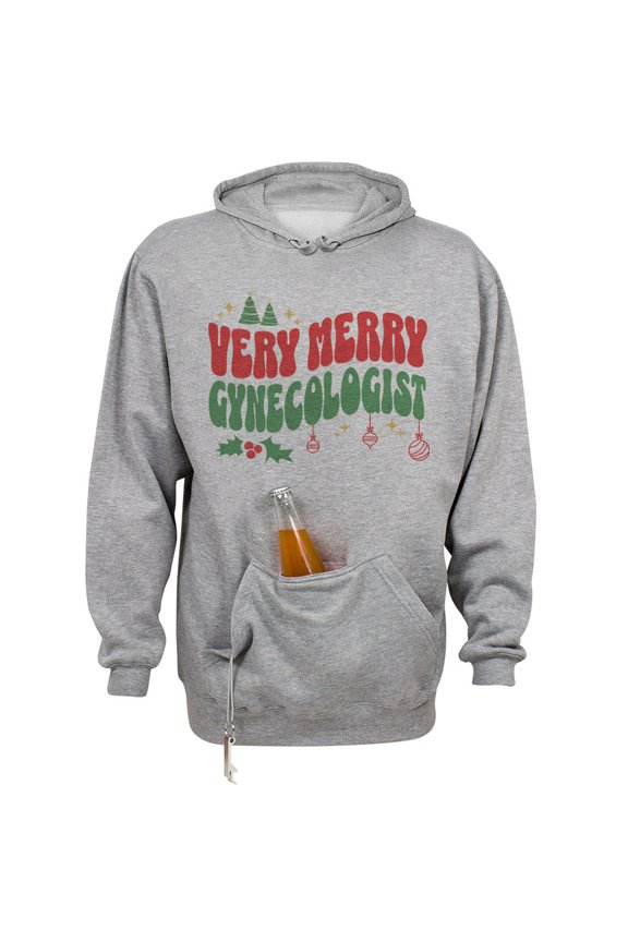Very Merry Gynecologist Beer Holder Tailgate Hoodie Sweatshirt Unisex Medium Oxford