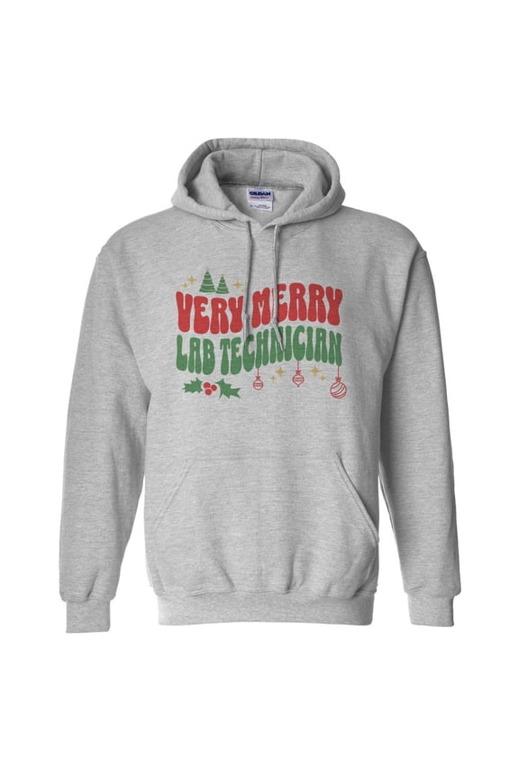 Very Merry Lab Technician Hoodie Sweatshirt Unisex Large Grey