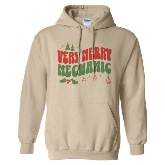 Very Merry Mechanic Hoodie Sweatshirt Unisex 4X-Large Sand