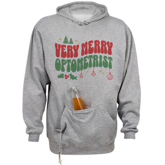 Very Merry Optometrist Beer Holder Tailgate Hoodie Sweatshirt Unisex 3X-Large Oxford