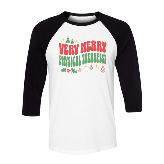 Very Merry Physical Therapist Three-Quarter Raglan Sleeve Baseball Shirt Unisex X-Small White/Black