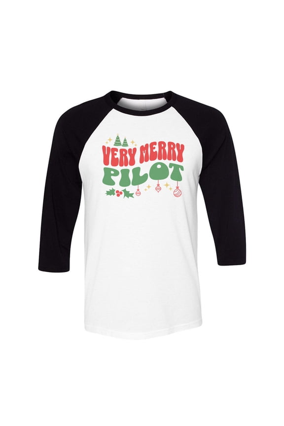 Very Merry Pilot Three-Quarter Raglan Sleeve Baseball Shirt Unisex X-Large White/Black