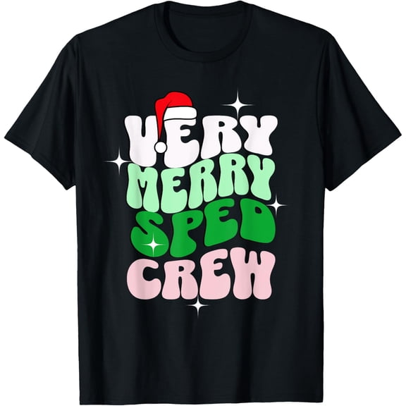 Very Merry SPED Crew Holiday Retro Christmas T-Shirt