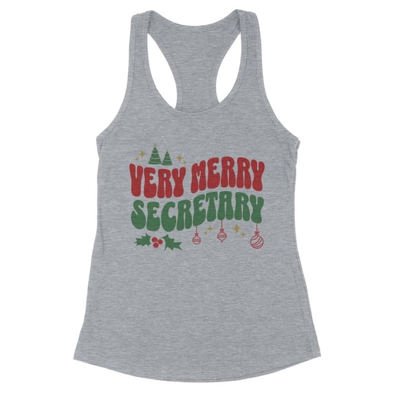 Very Merry Secretary Tank Top Fitted Racerback Women's 2X-Large Heather Grey