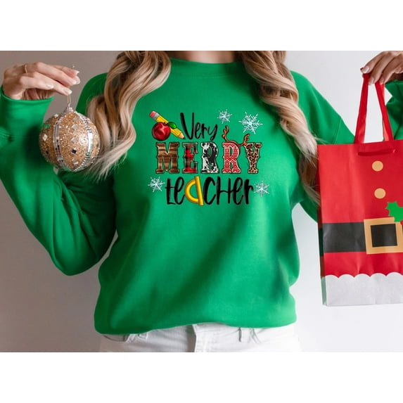 Very Merry Teacher Shirt, Christmas Gifts for Teachers, Teacher Gift Sweatshirt, Elementary School Teacher Sweater