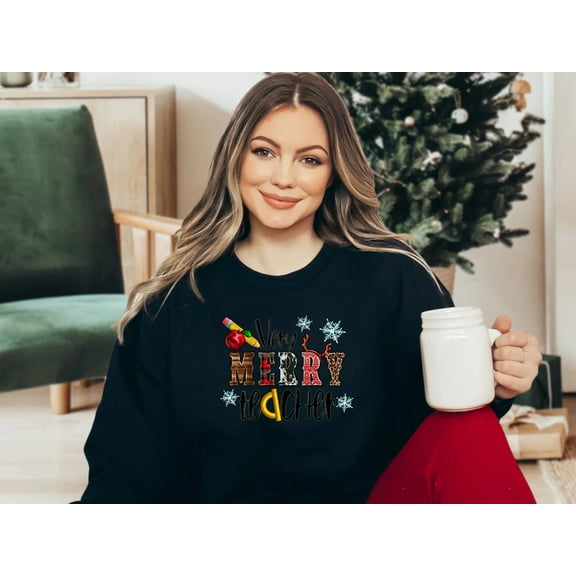 Very Merry Teacher Shirt, Christmas Gifts for Teachers, Teacher Gift Sweatshirt, Elementary School Teacher Sweater