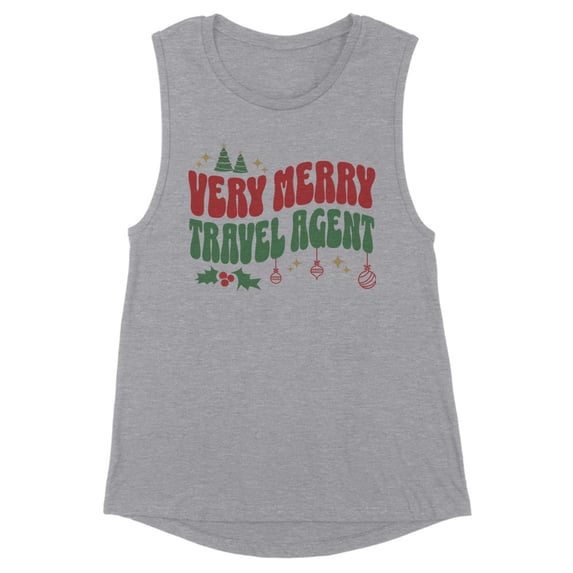 Very Merry Travel Agent Women's Muscle Tank X-Small Heather Grey