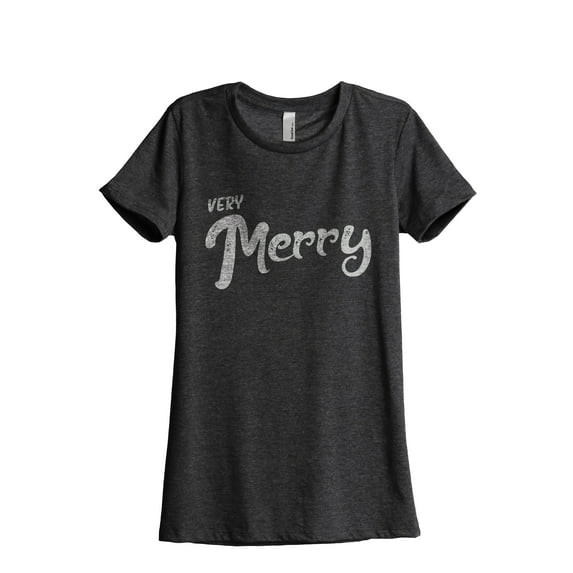 Very Merry Women's Fashion Relaxed T-Shirt Tee Charcoal Grey Large