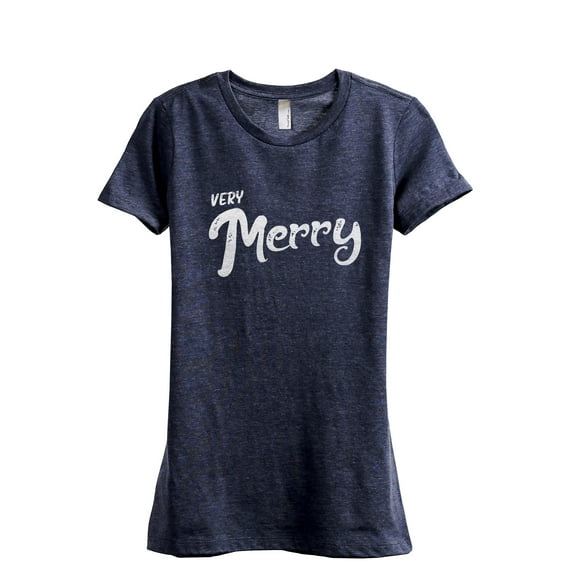 Very Merry Women's Fashion Relaxed T-Shirt Tee Heather Navy Small