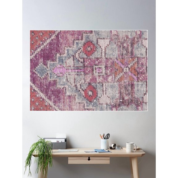 Very Old Anatolian Kilim Rug Fragment Poster Wall Art, Modern Wall Decor For Living Room Bedroom, 16x24 UNFRAMED