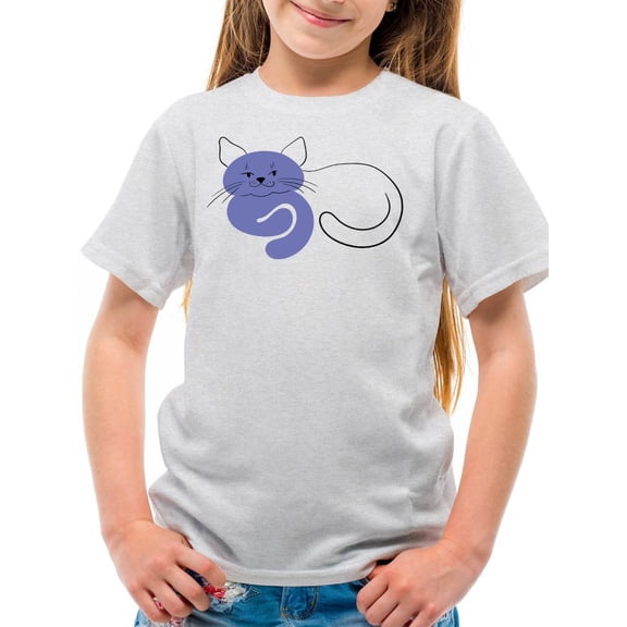Very Peri Lazy Cat Art T-Shirt Juniors -Image by Shutterstock, x-Small
