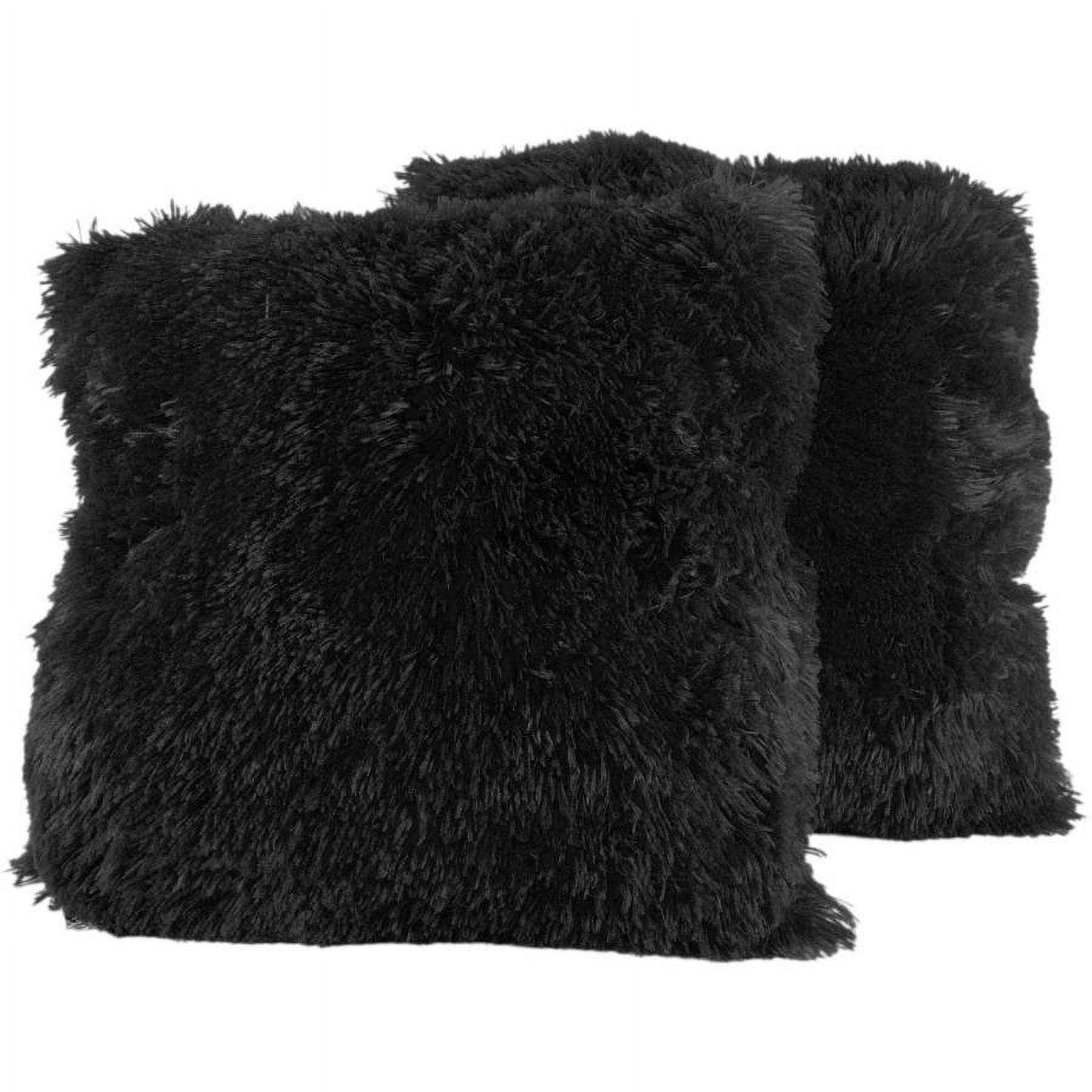 Very Soft and Comfy Plush Long Faux Fur 18" x 18" Throw Pillows, 2-Pack