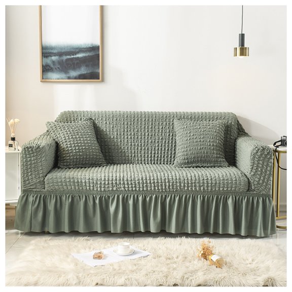 Very Stretchy Sofa Covers with Skirt, 1/2/3/4 Seat Sofa Covers Cat Dog Scratch Sofa Cover with Armrests Non-Slip Sofa Protector