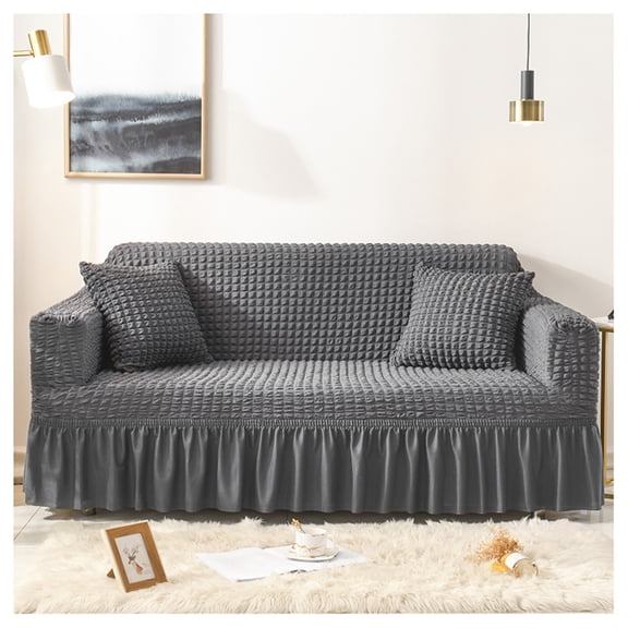 Very Stretchy Sofa Covers with Skirt, 1/2/3/4 Seat Sofa Covers Cat Dog Scratch Sofa Cover with Armrests Non-Slip Sofa Protector