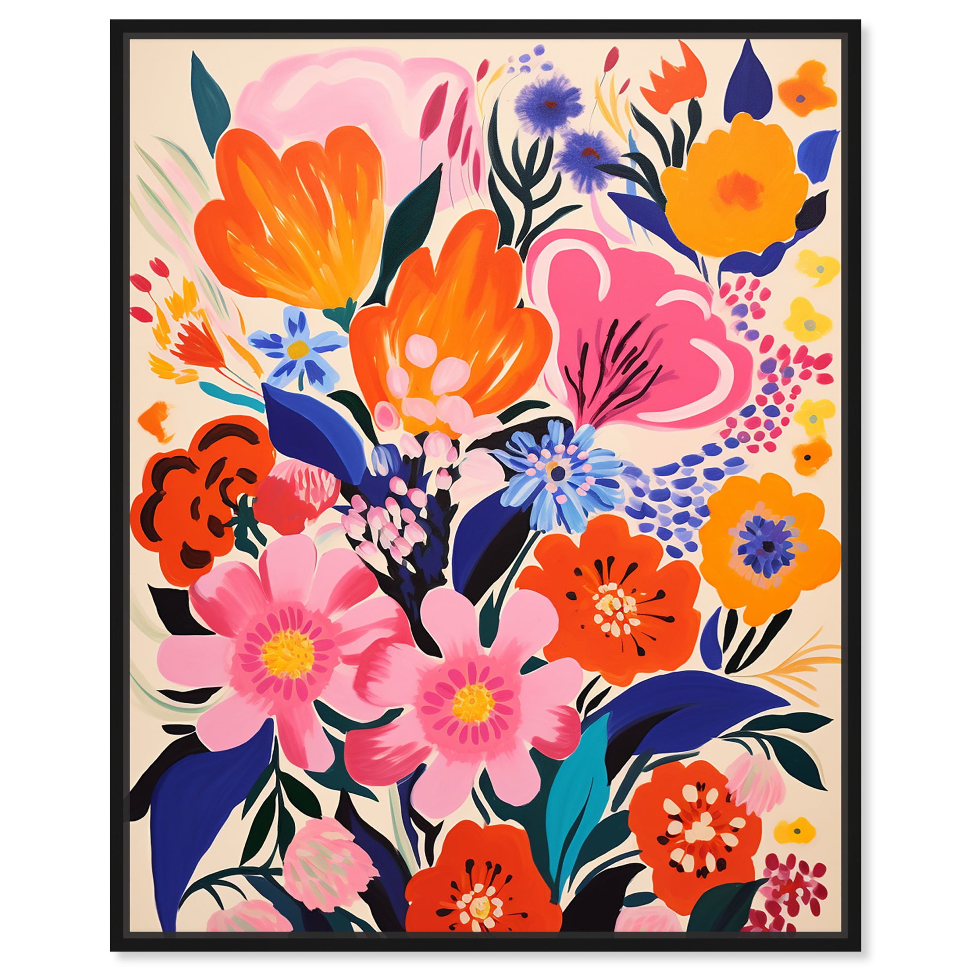Very Vibrant Flowers Canvas Colorful Maximalist Flower Art by Art
