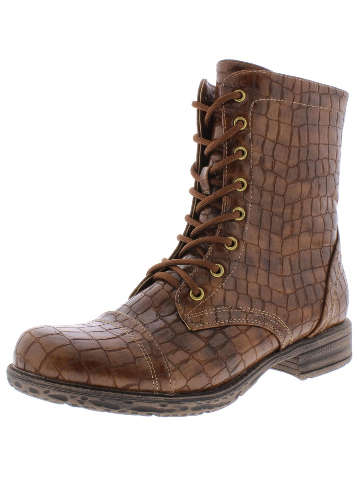 Very Volatile Women's Pullman Leather Ankle Boots - Cap Toe, Sweater Collar, Lace-Up Hiker Style