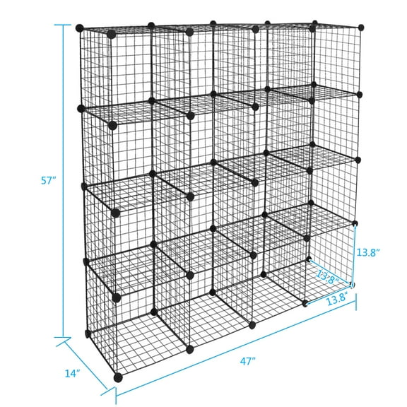 Veryke 16-Cube Organizer Wire Cube Storage, Storage Shelves for Living room Bedroom