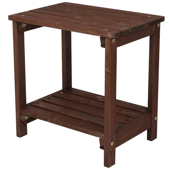 Veryke 19.7 x 14" Wood Rectangular Patio Side Table for Indoor Outdoor Use in Brown