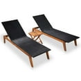 thumbnail image 1 of Veryke 3 PCS Outdoor Solid Wooden Rattan Chaise Lounge Chair Set w/ Side Table, Brown, 1 of 8