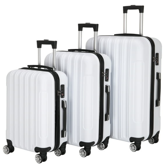Veryke 3 Piece Multifunctional Luggage Set, Large Capacity Traveling Suitcase Set - White