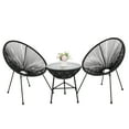thumbnail image 1 of Veryke 3-Piece Outdoor Patio Wicker Conversation Bistro Furniture Set - Glass Top Table and 2 Chair - Black, 1 of 8