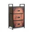thumbnail image 1 of Veryke 3-Tier Drawer Dresser, Easy Pull Fabric Bins, Nightstand for Bedroom, Hallway, Entryway Furniture, Brown & Black, 1 of 6