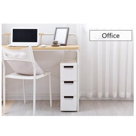 Veryke 3-Tier Rolling PP Plastic Storage Cabinet, White