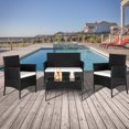 thumbnail image 1 of Veryke 4 Pieces Outdoor Conversation Sets, Patio Sets Rattan Chair Wicker Set, Wicker Table, Rattan Table with 1 Double Seat 2 Single Seat, Black, 1 of 6