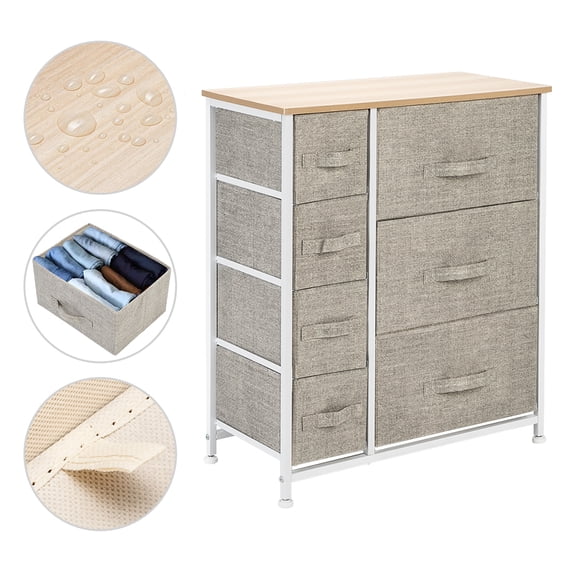 Veryke 4 Tier Dresser Organizer with 7 Cube, Steel Frame Fabric Bins ...