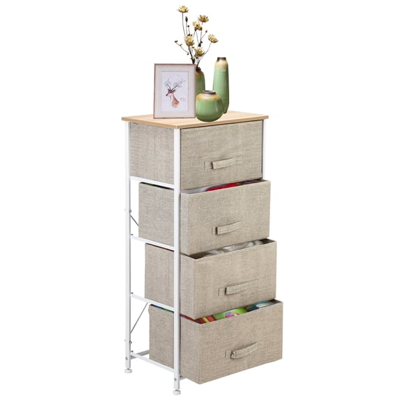 Veryke 4-Tier Nightstand with 4 Drawers, End Table Storage for Bedroom Nursery Dorm Room Hallway - Linen