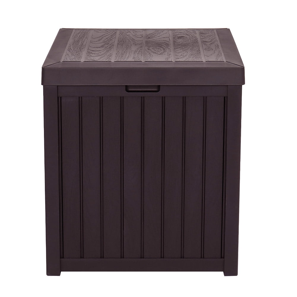 Brown Plastic Wicker Lockable Outdoor Storage Deck Box
