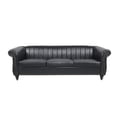 thumbnail image 1 of Veryke 84'' Chesterfield Faux Leather Sofa 3 Seater Couch with Rolled Arms in Black, 1 of 6