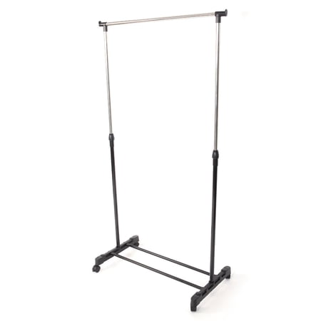 Veryke Adjustable Single-Bar Rolling Garment Rack with Shoe Shelf Metal and Plastic, Silver