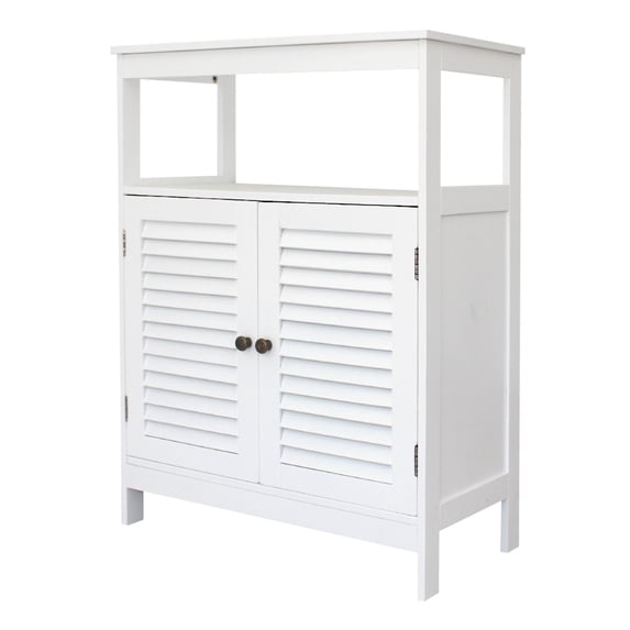 Veryke Bathroom Storage Cabinets, MDF Floor Bathroom Cabinets, Side Storage Organizer Cabinet with Storage Drawers and w/2 Shelves, White