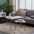 thumbnail image 1 of Veryke Coffee Table, Mid Century Vintage Side Table End Table for Living Room, Modern Small Marble Sofa End Tables Sets for Office, White, 1 of 6