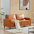 thumbnail image 1 of Veryke Contemporary Faux Leather 3 Seater Sofa, Brown, 1 of 7