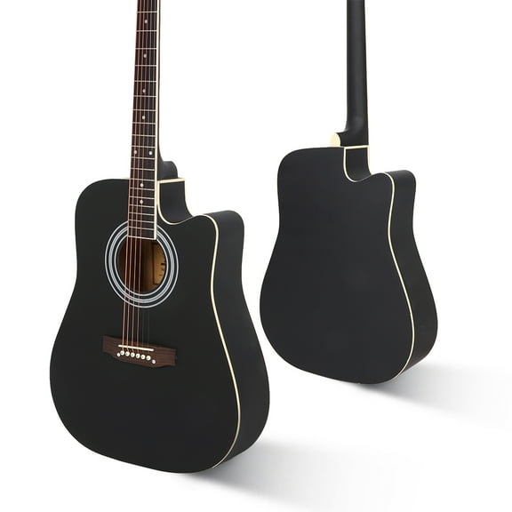 Veryke Exquisite 41-Inch Notch Spruce Panel Matte Edging Folk Guitar with Bag & Shield & Wrench - Black