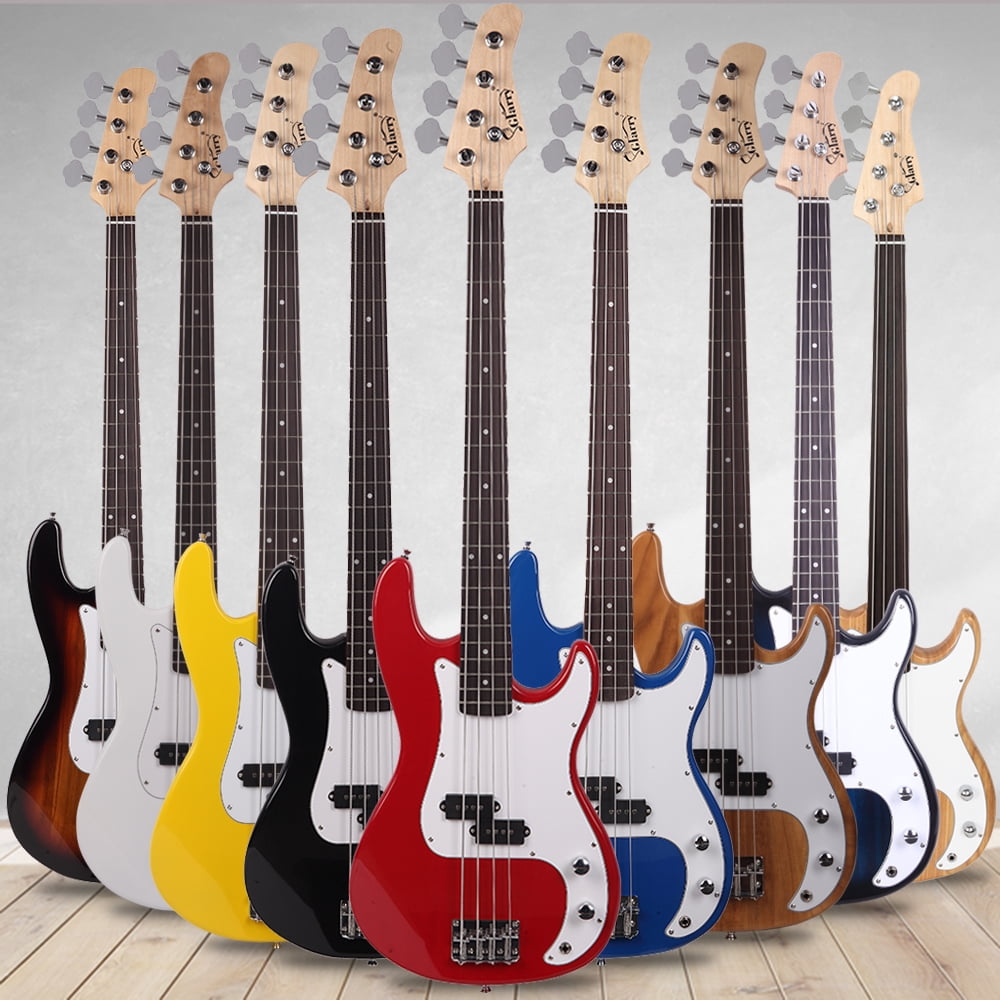 Veryke Fretless Electric Bass Guitar, Full Size, 4 String, Sunset Color, Lightweight, 9 Pounds