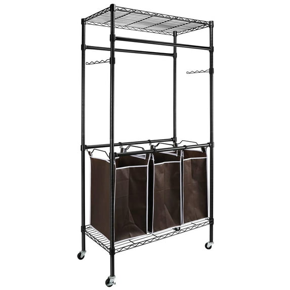 Veryke Heavy Duty Rolling Laundry Sorter with Handles, Black