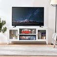thumbnail image 1 of Veryke Industrial 2 Glass Door Metal TV Stand for TVs up to 55 Inches, White, 1 of 7