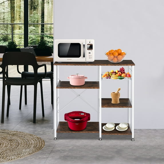 Veryke Kitchen Rack, Bakers Racks, Kitchen Corner Rack, Kitchen Shelving and Storage, Microwave Stand for Spice Rack Organizer Workstation, Brown