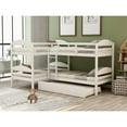 thumbnail image 1 of Veryke L-Shaped Wooden Twin Over Twin Bunk Bed with Trundle in White, 1 of 7