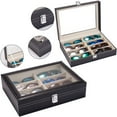 thumbnail image 1 of Veryke 8 Slots Leather Multi Sunglasses Organizer, Eyeglasses Display Case, Sunglass Glasses Storage Holder Box for Women Men - Black, 1 of 8
